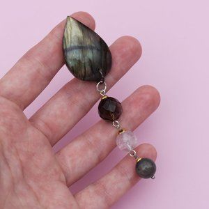 Unusual handmade brooch pin, beaded crystal brooch for women